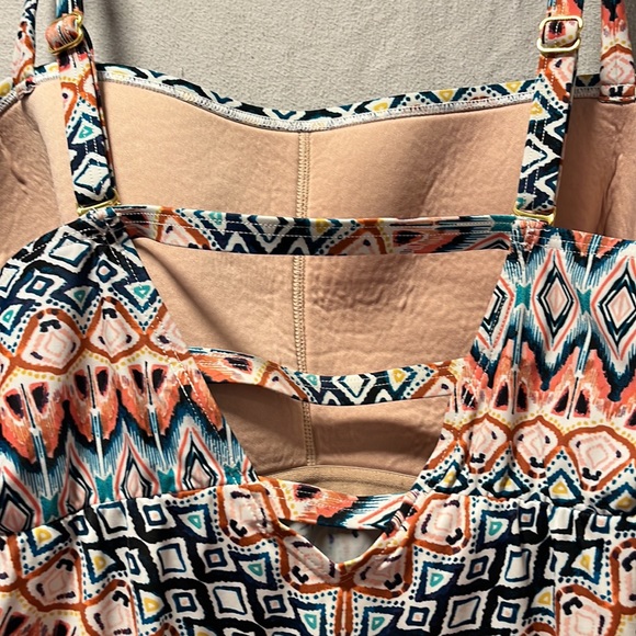 Swim by Cacique (Lane Bryant) Aztec Print Handkerchief Tankini Swim Top Size 24 - Picture 8 of 13